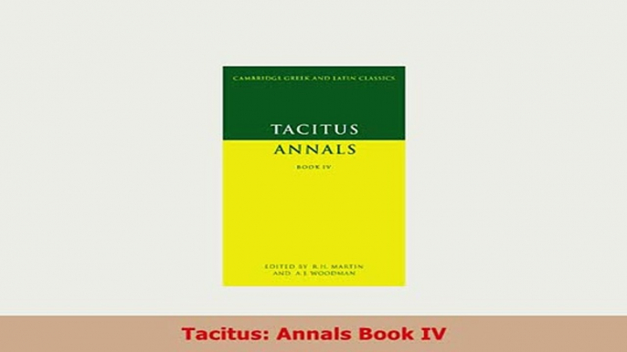 PDF  Tacitus Annals Book IV Read Full Ebook