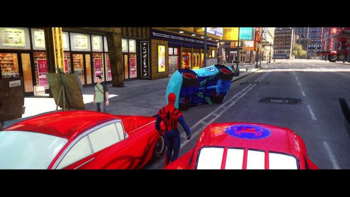 Avengers Iron Man & Spiderman with Custom Spider-man Lightning McQueen Cars & Blue McQueen Car FUN!