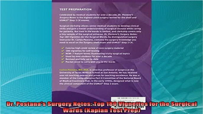 best book  Dr Pestanas Surgery Notes Top 180 Vignettes for the Surgical Wards Kaplan Test Prep