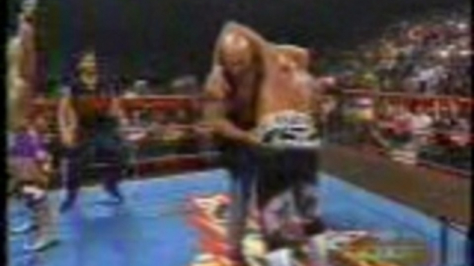 WWE - Goldberg Jackhammers Hulk Hogan through a table