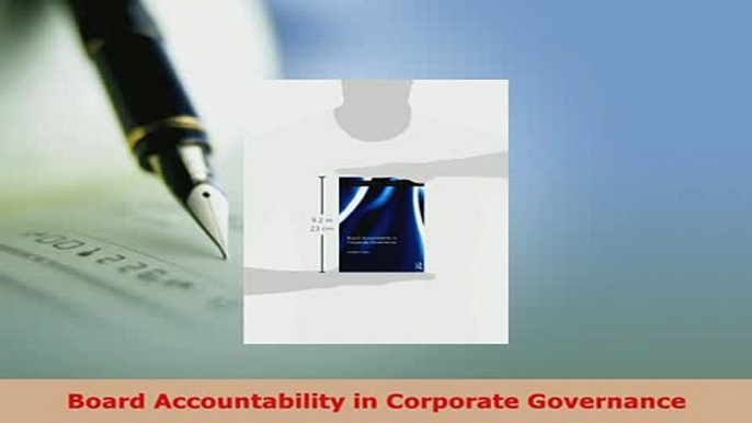 PDF  Board Accountability in Corporate Governance Free Books