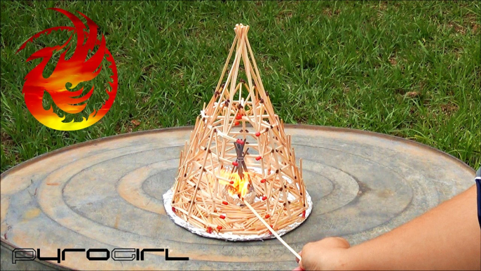 MATCHES CHAIN REACTION VIDEO - burning a match tipi - PyroGirl