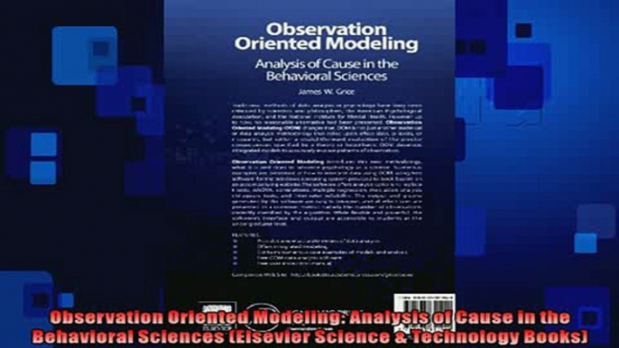 EBOOK ONLINE  Observation Oriented Modeling Analysis of Cause in the Behavioral Sciences Elsevier  DOWNLOAD ONLINE