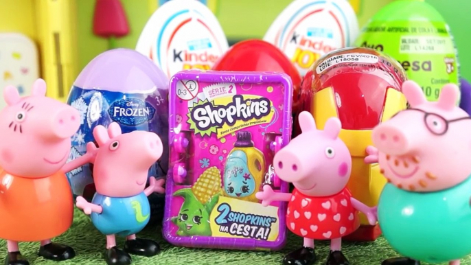 Pig George e Peppa Pig Abrindo Ovos Surpresas Kinder Frozen Shopinks Super Heróis Surprise Eggs