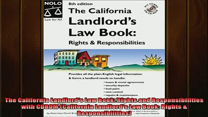 READ book  The California Landlords Law Book Rights and Responsibilities with CDROM California Free Online