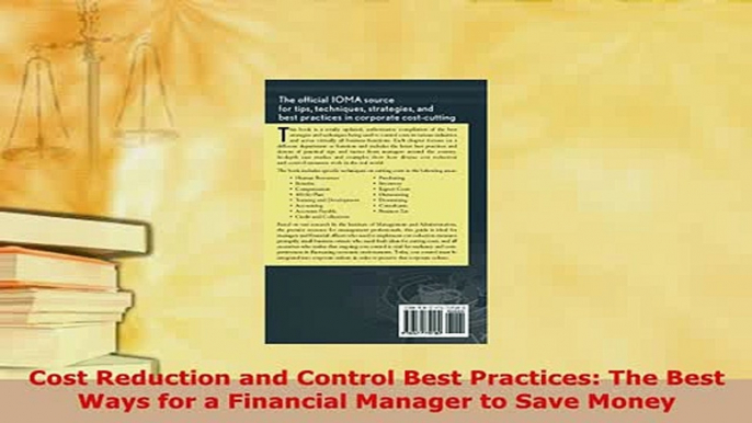 PDF  Cost Reduction and Control Best Practices The Best Ways for a Financial Manager to Save Download Online