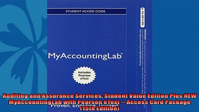 One of the best  Auditing and Assurance Services Student Value Edition Plus NEW MyAccountingLab with