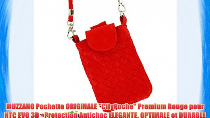 MUZZANO Pochette ORIGINALE CityPoche Premium Rouge pour HTC EVO 3D - Protection Antichoc ELEGANTE