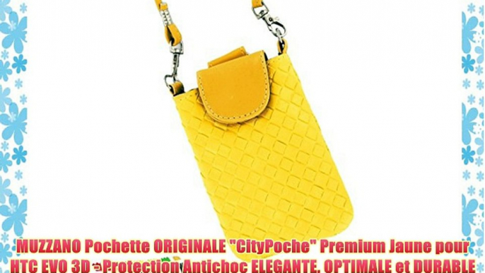 MUZZANO Pochette ORIGINALE CityPoche Premium Jaune pour HTC EVO 3D - Protection Antichoc ELEGANTE