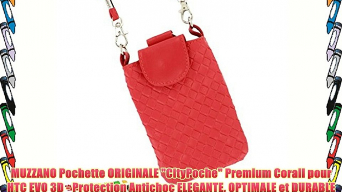 MUZZANO Pochette ORIGINALE CityPoche Premium Corail pour HTC EVO 3D - Protection Antichoc ELEGANTE