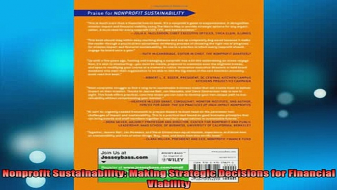 READ book  Nonprofit Sustainability Making Strategic Decisions for Financial Viability Full Free