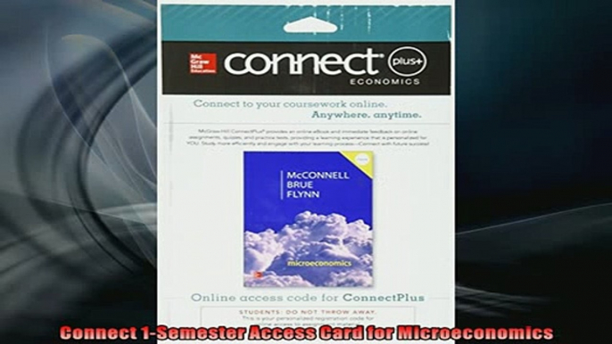 FAVORIT BOOK   Connect 1Semester Access Card for Microeconomics  FREE BOOOK ONLINE