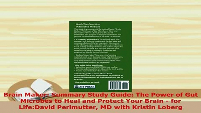 Download  Brain Maker Summary Study Guide The Power of Gut Microbes to Heal and Protect Your Brain Free Books