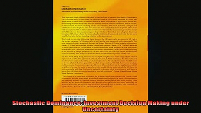 READ book  Stochastic Dominance Investment Decision Making under Uncertainty READ ONLINE