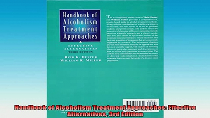 Downlaod Full PDF Free  Handbook of Alcoholism Treatment Approaches Effective Alternatives 3rd Edition Free Online