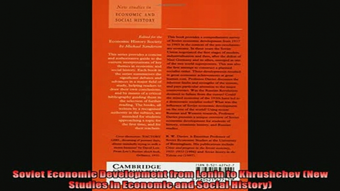 Read here Soviet Economic Development from Lenin to Khrushchev New Studies in Economic and Social