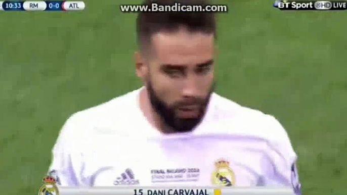 Dani Karvajal Gets Yellow Card - Real Madrid 0-0 Atletico Madrid 28-05-2016