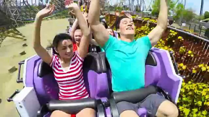 The Joker on-ride & off-ride b-roll footage Six Flags Discovery Kingdom