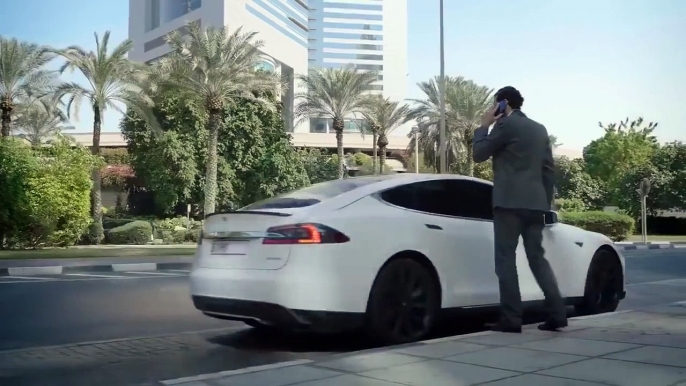 Tesla self driving technology car Taxi in Dubai