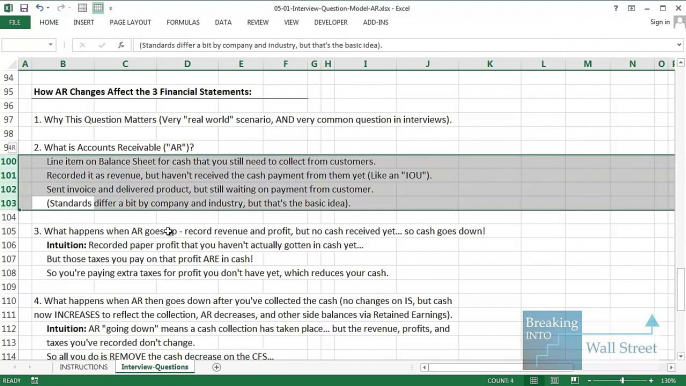 Accounts Receivable on the 3 Financial Statements