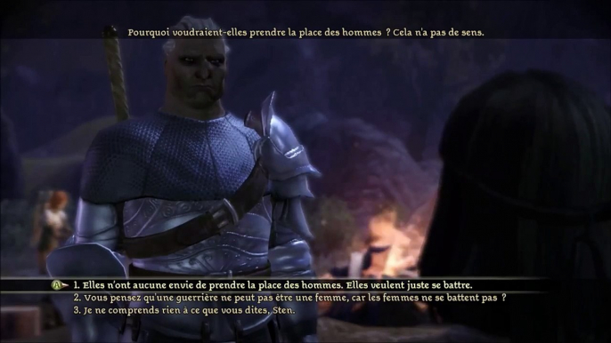 Discutons de notre sexe avec Sten. (Dragon Age : Origins)