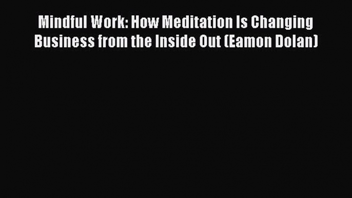 Read Mindful Work: How Meditation Is Changing Business from the Inside Out (Eamon Dolan) Ebook