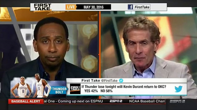 ESPN FIRST TAKE (5/30/2016) DID KEVIN DURANT PUNCH HIS RETURN TICKET TO OKC ?