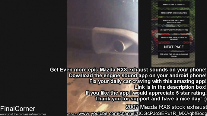 Loud Mazda RX8 engine exhaust sound compiltion - revs, accelerations, backfire flames!