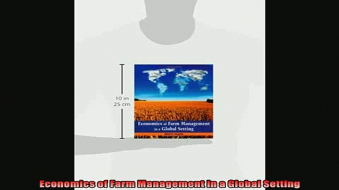 For you  Economics of Farm Management in a Global Setting