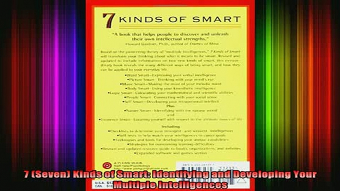 DOWNLOAD FREE Ebooks  7 Seven Kinds of Smart Identifying and Developing Your Multiple Intelligences Full Ebook Online Free