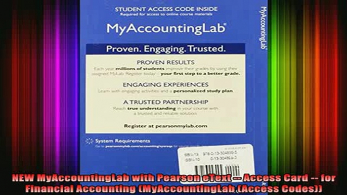 READ book  NEW MyAccountingLab with Pearson eText  Access Card  for Financial Accounting Full EBook