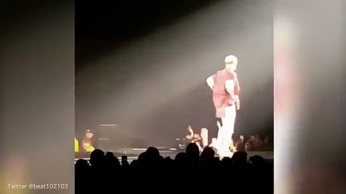 Justin Bieber falls through trapdoor while on stage. OUCH!!!