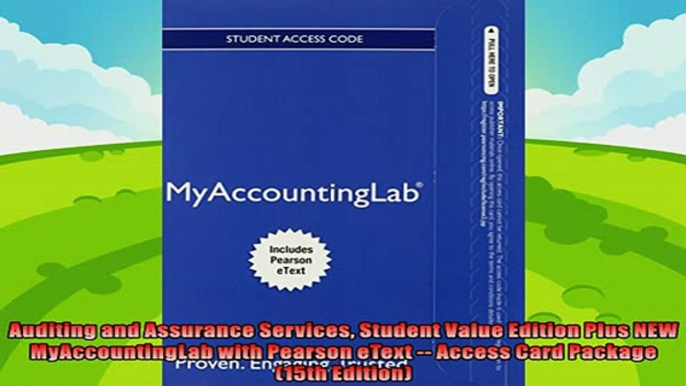 behold  Auditing and Assurance Services Student Value Edition Plus NEW MyAccountingLab with