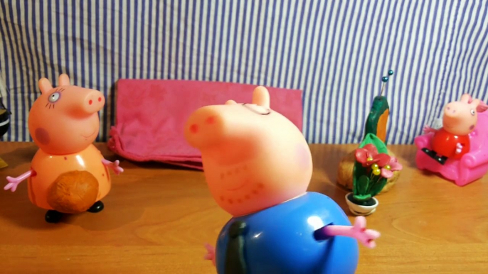 PEPPA PIG and GEORGE with daddy pregnant mummy having a baby poops in toilet