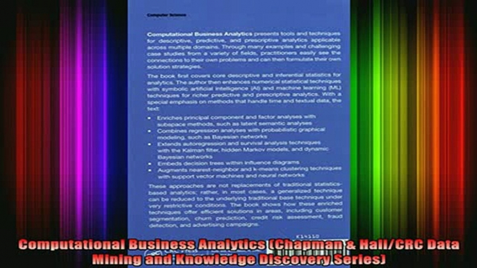 READ book  Computational Business Analytics Chapman  HallCRC Data Mining and Knowledge Discovery Full Free