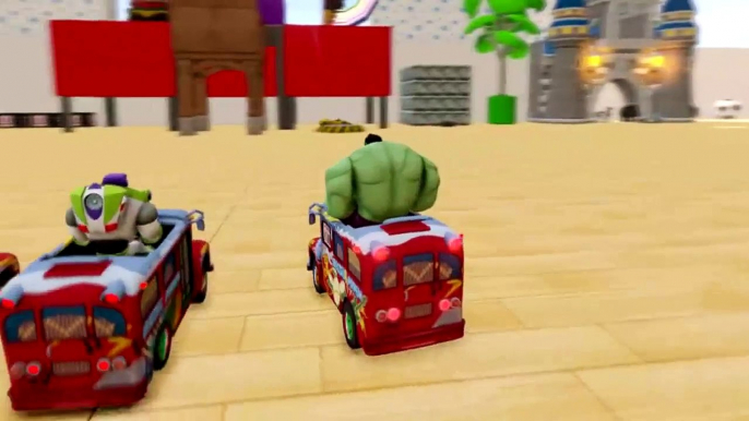 CRAZY HULK & ANGRY VENOM driving CARS with Disney Toy Story Buzz Lightyear ! Kids video   720P   You