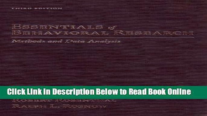 Download Essentials of Behavioral Research: Methods and Data Analysis  PDF Free