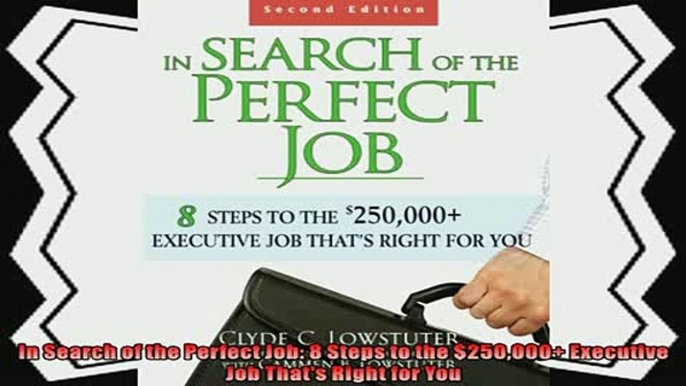 there is  In Search of the Perfect Job 8 Steps to the 250000 Executive Job Thats Right for You