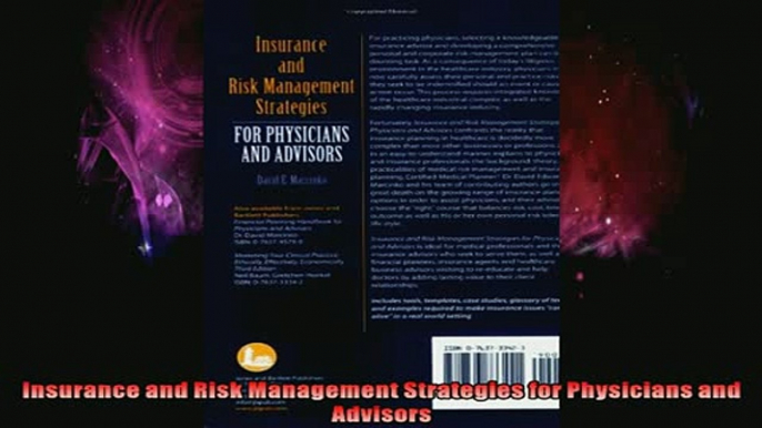 READ book  Insurance and Risk Management Strategies for Physicians and Advisors Full EBook