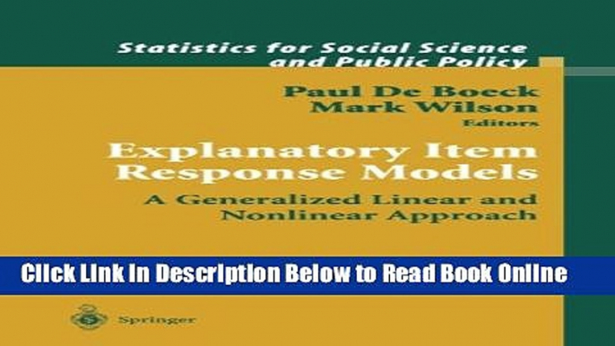 Read Explanatory Item Response Models: A Generalized Linear and Nonlinear Approach (Statistics for