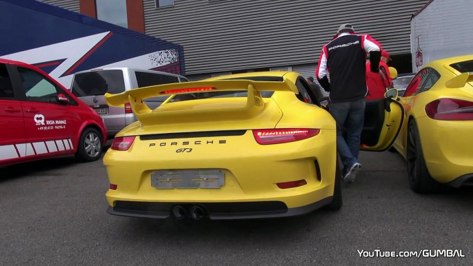 Porsche Cayman GT4 & 991 GT3 - Engine Start up, Accelerations!