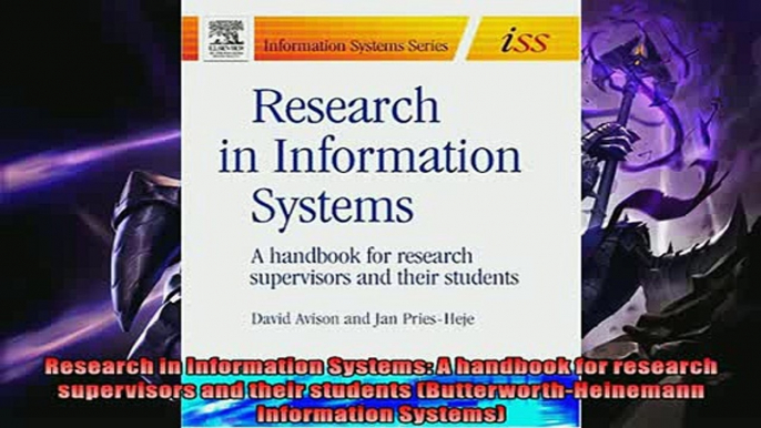 Popular book  Research in Information Systems A handbook for research supervisors and their students