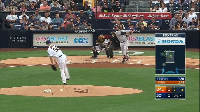 BAL@SD - Upton Jr. robs homer to start a double play