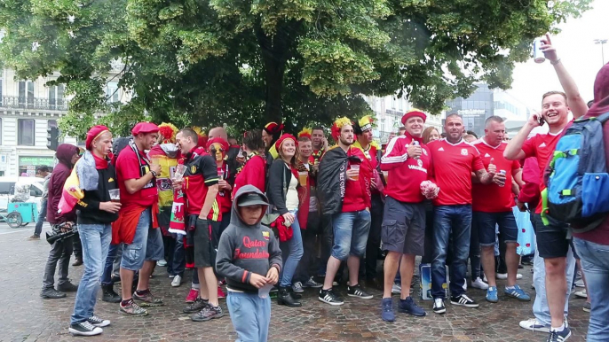 Euro à Lille : les supporters belges autour de la gare