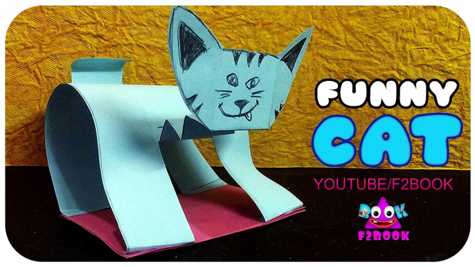 Funny Cute Cat Up And Down Head - Origami Animals Folding Instructions F2BOOK Video #158