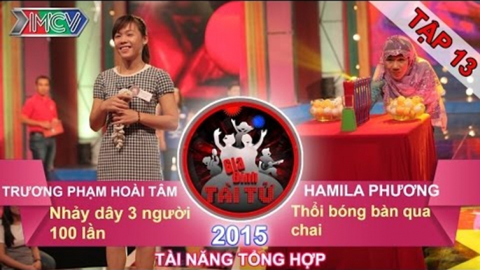 GIA ĐÌNH TÀI TỬ - Tập 13 | Thử thách nhảy dây 3 người | Thử thách thổi banh bóng bàn | 13/12/2015