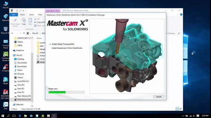 HUONG DAN CAI DAT MASTERCAM X9( HAY MASTERCAM X9 CHO SOLIDWORKS) TREN WINDOW 10