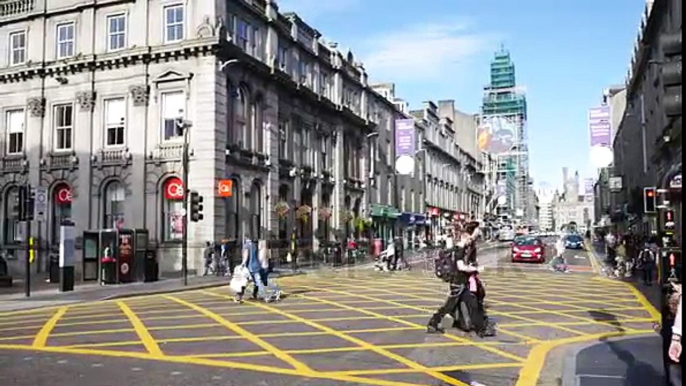 ABERDEEN SCOTLAND   13 SEPTEMBER 2015 A Lot Of People And Cars At Union Street In Aberdeen On Septem