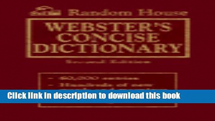 Read Random House Webster s Concise Dictionary: Second Edition Ebook Free