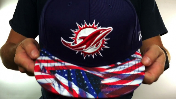 Dolphins 'USA WAIVING-FLAG' Navy Fitted Hat by New Era